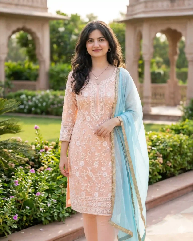 Indian girl kurti look created using Gemini AI prompt