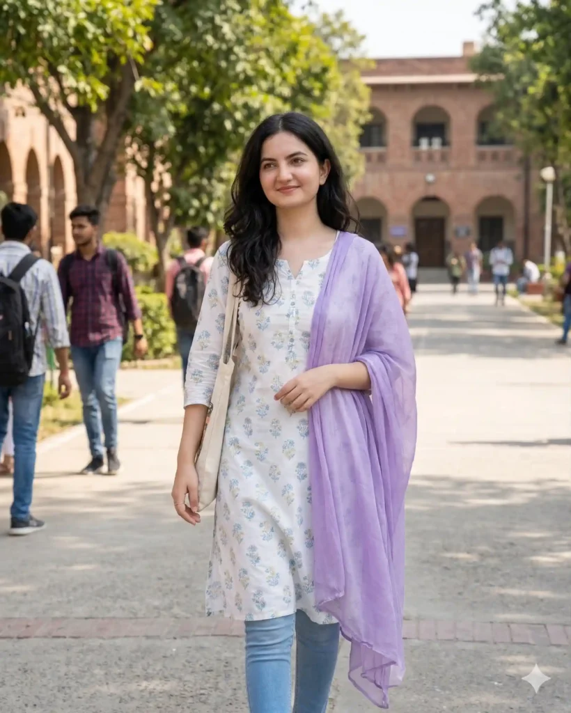 Stylish girl in kurti AI image with detailed background