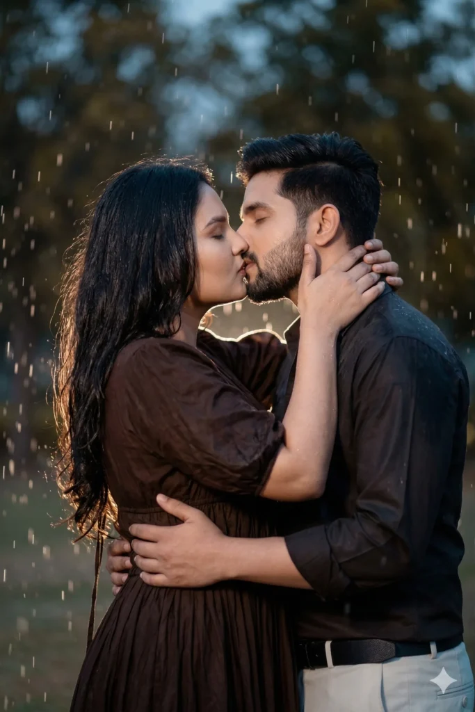 AI generated romantic couple kissing photo for Instagram style