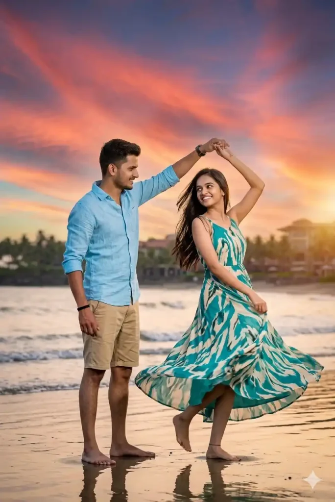 Beautiful beach scene AI image with romantic mood and soft lighting